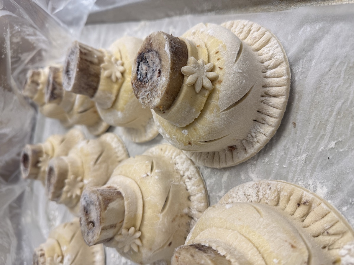 Artisan pastry domes in preparation — Honey's craft baking
